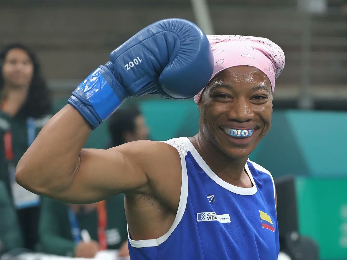 Angie Valdés, boxeadora colombiana, tras lograr su cupo a los Juegos Olímpicos de París 2024 / Twitter @Olimpicocol