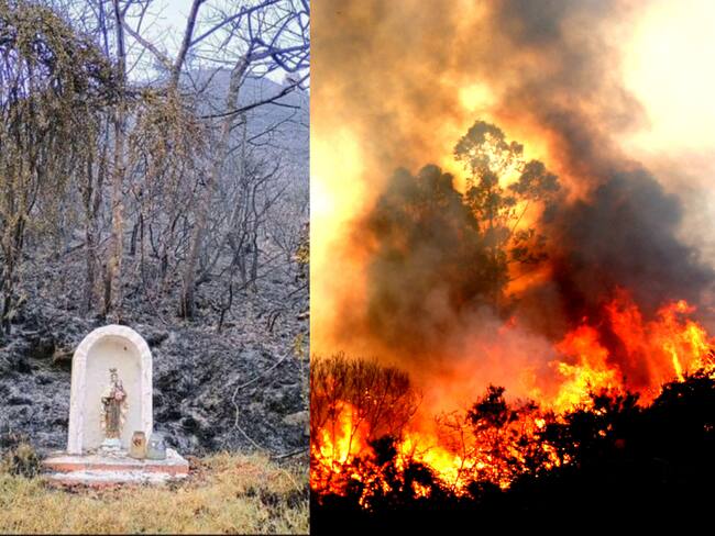 Altar de la Virgen, @JulliethCano - Foto incendios, Getty Images