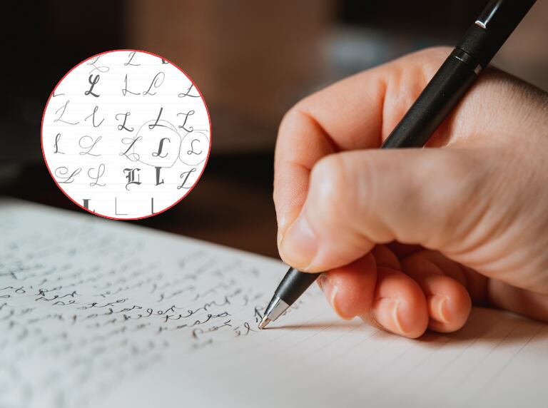 Persona escribiendo a mano en un cuaderno / Formas de escribir la letra L (Getty Images)