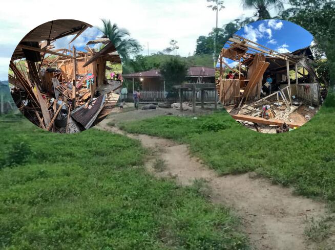 Casa destruida por explosivos en la vereda Cruz Bajitales de Remedios- fotos Aracelly Toro