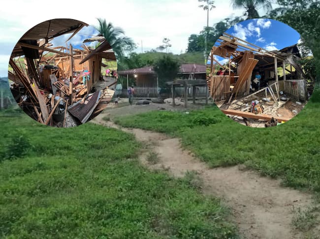 Casa destruida por explosivos en la vereda Cruz Bajitales de Remedios- fotos Aracelly Toro