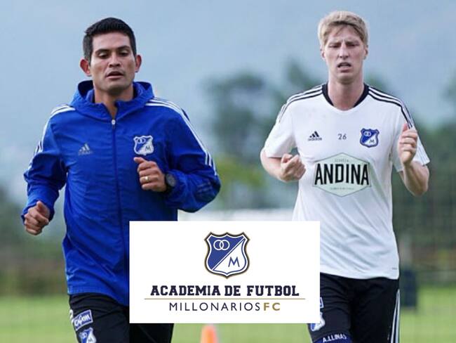 Andrés Llinás y David Macalister Silva entrenando / Academia de Fútbol de Millonarios