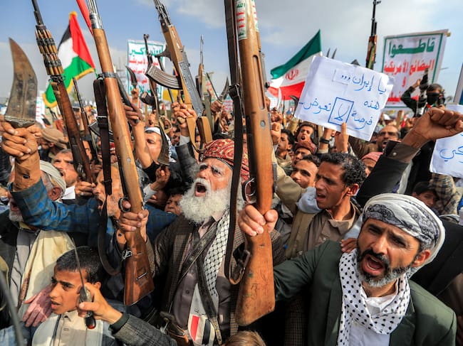 Hutíes de Yemen apoyan a Irán. FOTO: MOHAMMED HUWAIS/AFP via Getty Images