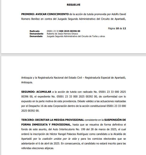 Resuelve del fallo