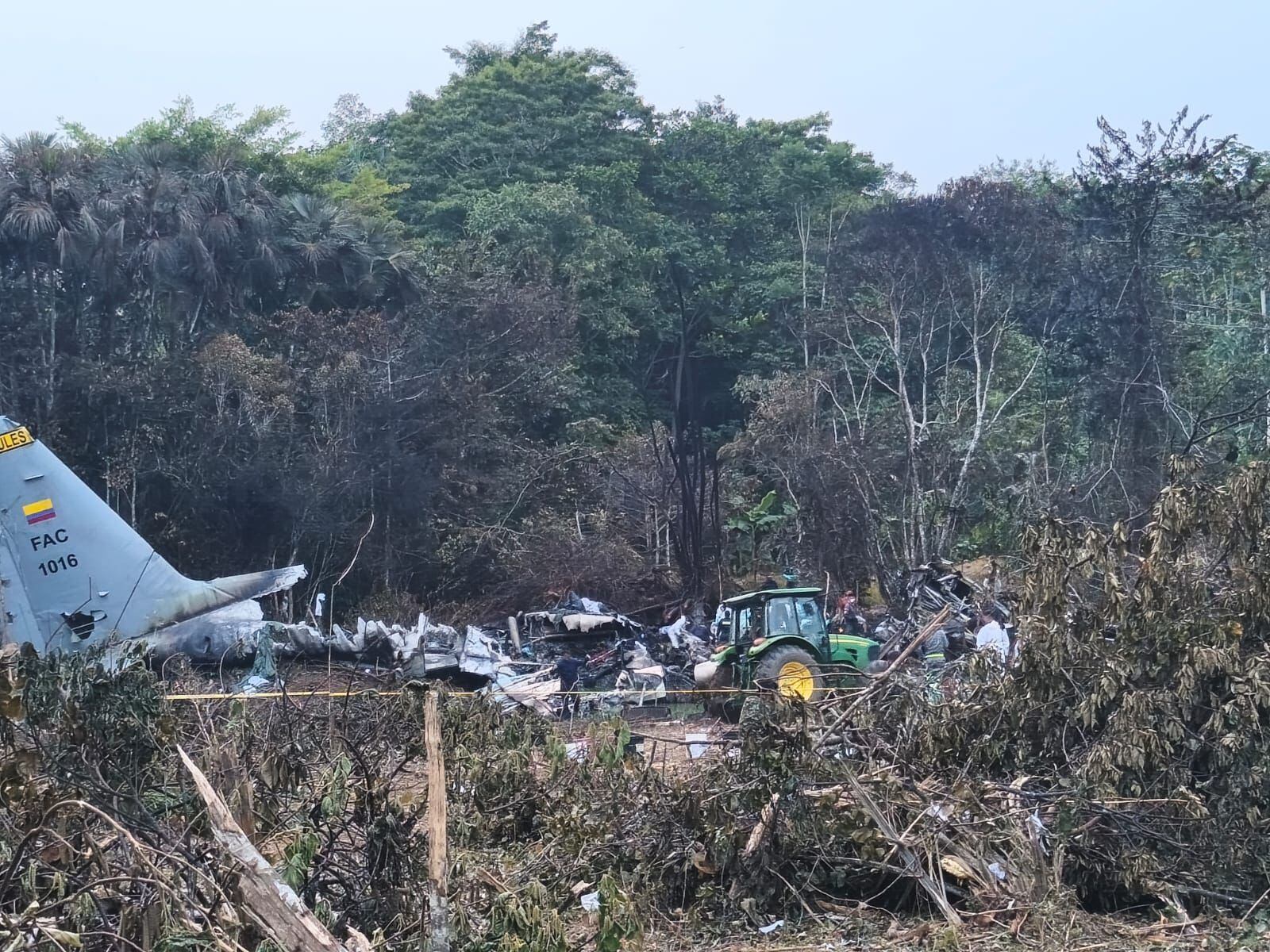 Restos del avión de la FAC accidentado en Putumayo. Foto: suministrada