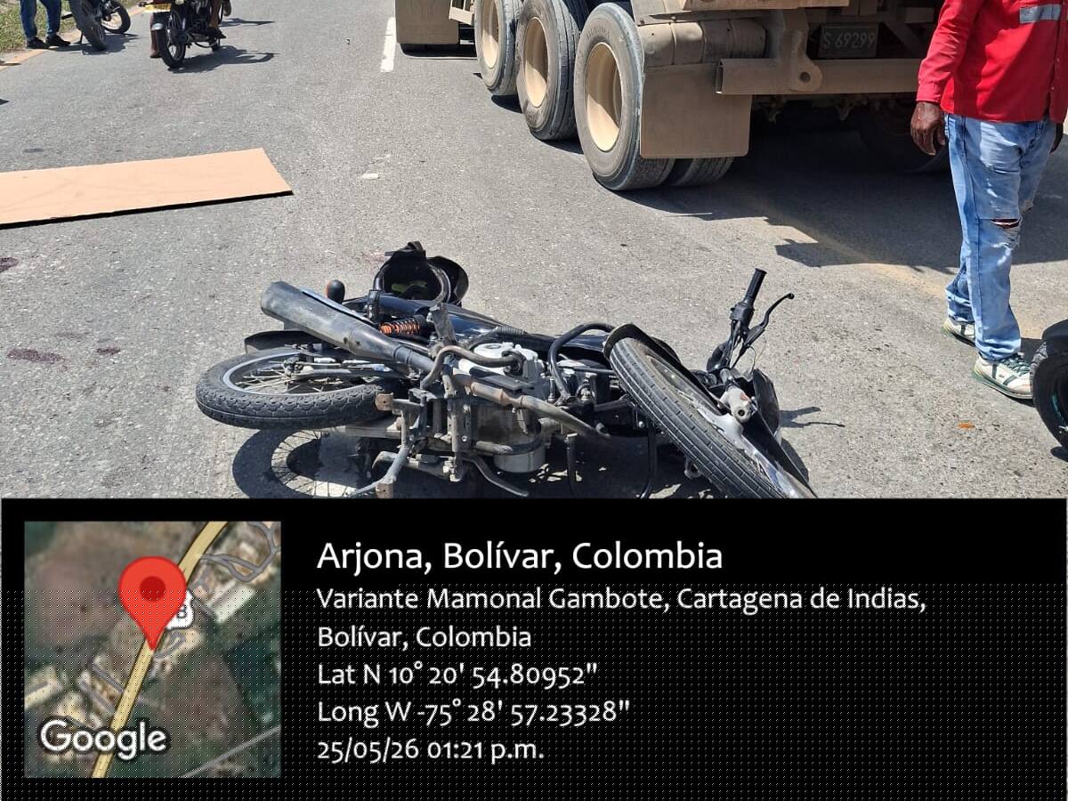 Motociclista murió tras chocar contra un tractocamión en Mamonal: una menor está herida