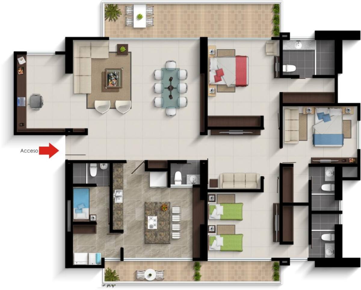Localizado en el Sector del Vergel, cerca al Colegio San Bonifacio de las Lanzas,  la Capilla María Reina, conformando los más importantes conjuntos de la zona, apartamentos con áreas de 233 y 239 m2 y un promedio en valor de tres millones de pesos el metro cuadrado.