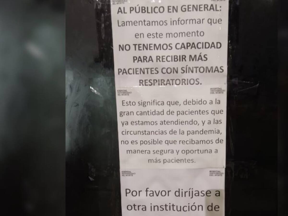 Con carteles, Hospital de la Uninorte pide a pacientes acudir a otras IPS