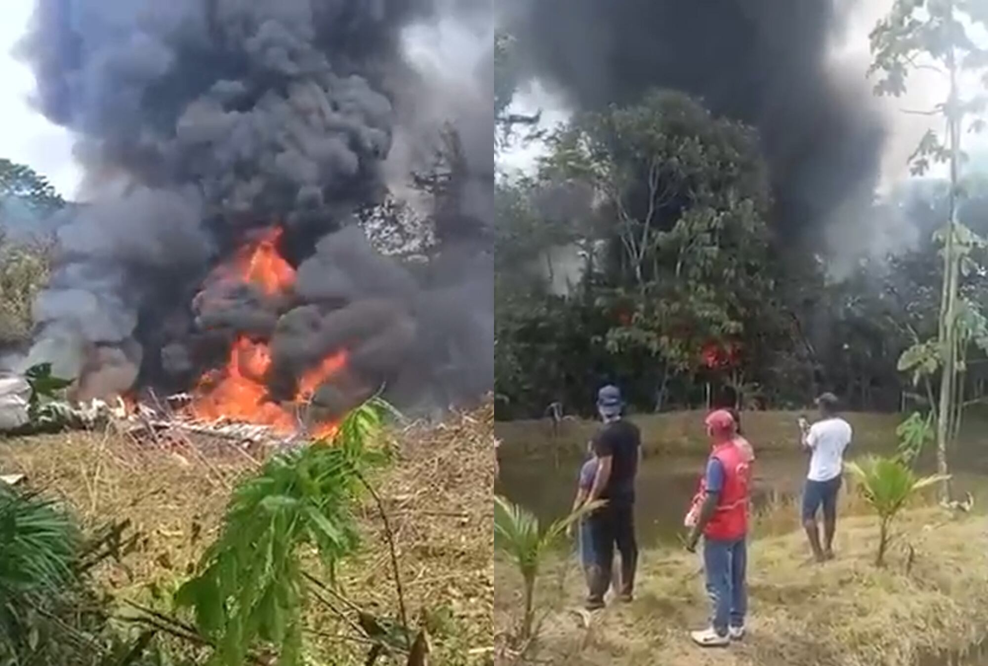 Accidente aéreo de avión hércules de la FAC. Fotos: captura de pantalla videos suministrados