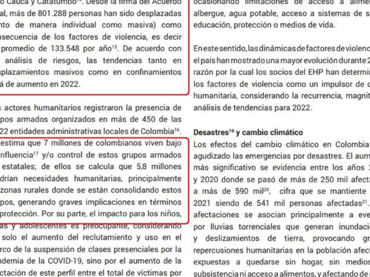 Siete millones de colombianos viven bajo el control de grupos armados ilegales: ONU