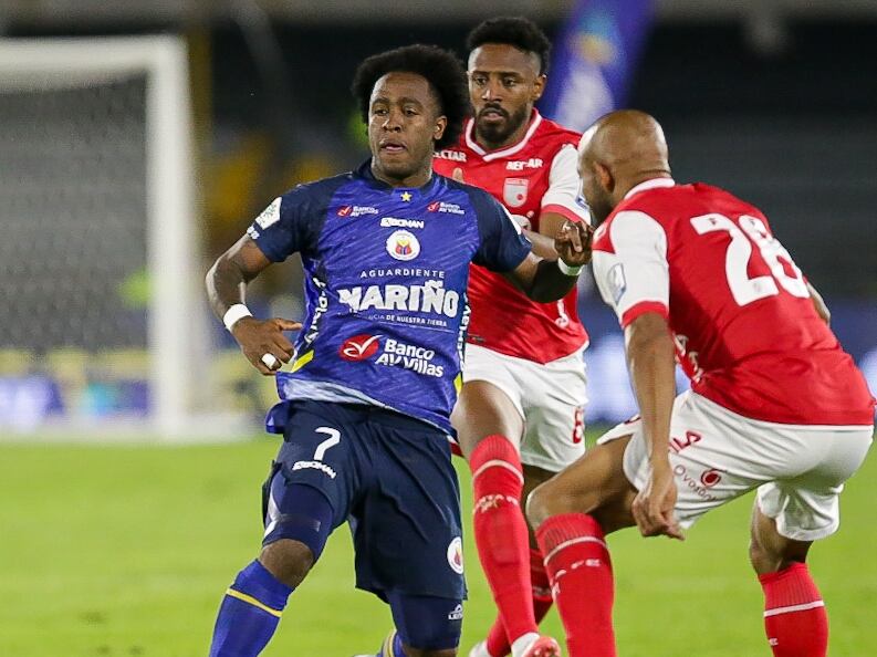 Kevin Londoño enfrenta a Independiente Santa Fe jugando para el Deportivo Pasto. (Colprensa - Cristian Bayona).