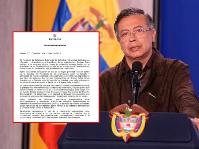 Cancillería califica declaraciones de Trump a Petro como una “amenaza directa a la soberanía nacional