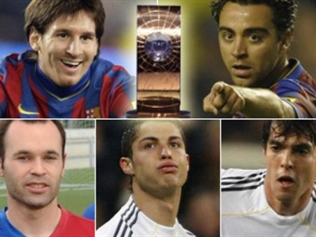 Messi, Kaká, Cristiano Ronaldo, Iniesta y Xavi, candidatos a Jugador FIFA 2009
