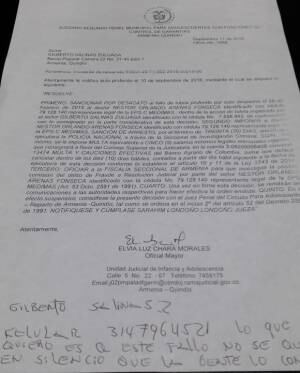Documento de la demanda contra representante de Medimás