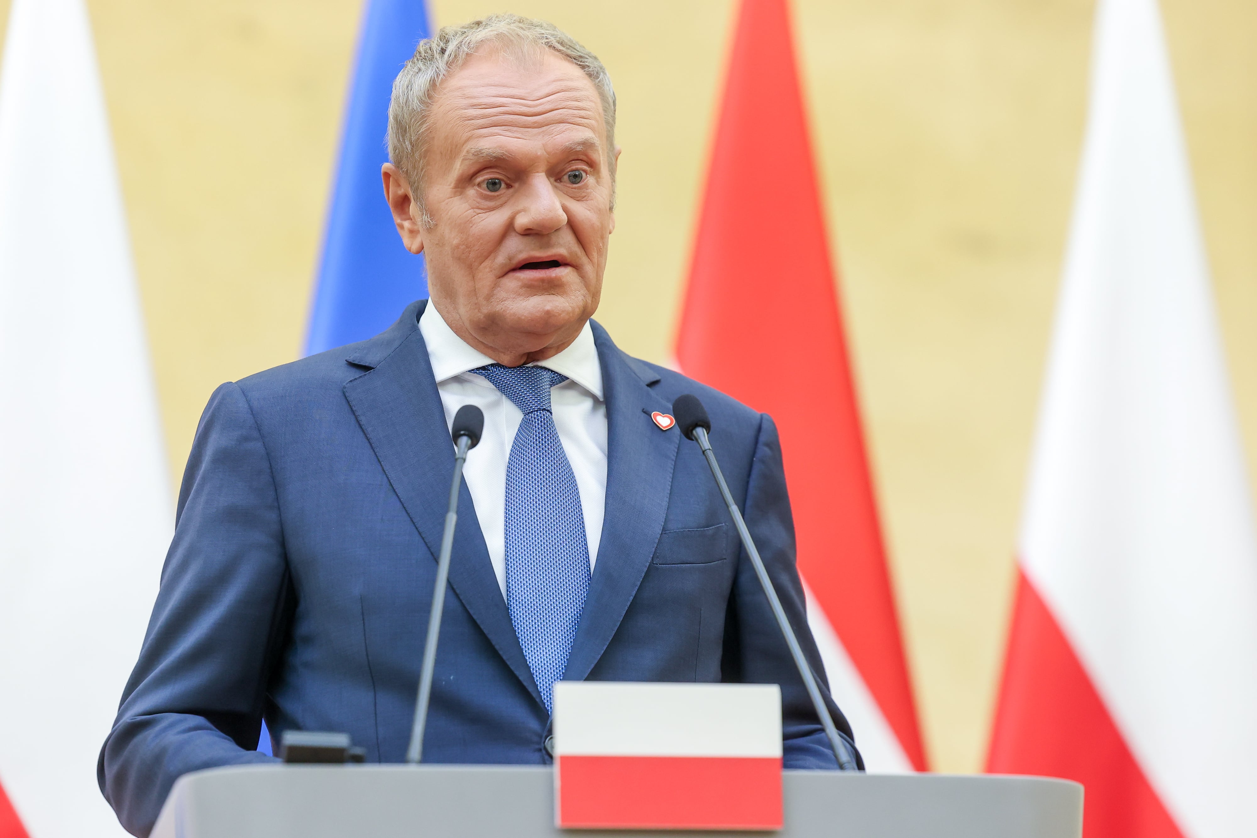 Donald Tusk during the Austrian Chancellor's official visit to Poland in Warsaw, Poland, on September 17, 2026. Imagen tomada de Getty Imagenes (Crédito: NurPhoto / Colaborador)