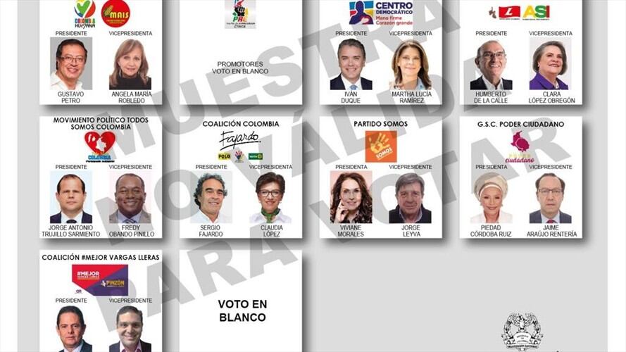 Así quedó el tarjetón para las elecciones presidenciales