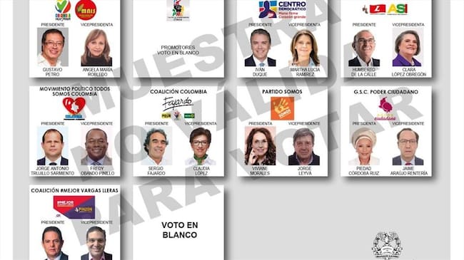 Así quedó el tarjetón para las elecciones presidenciales