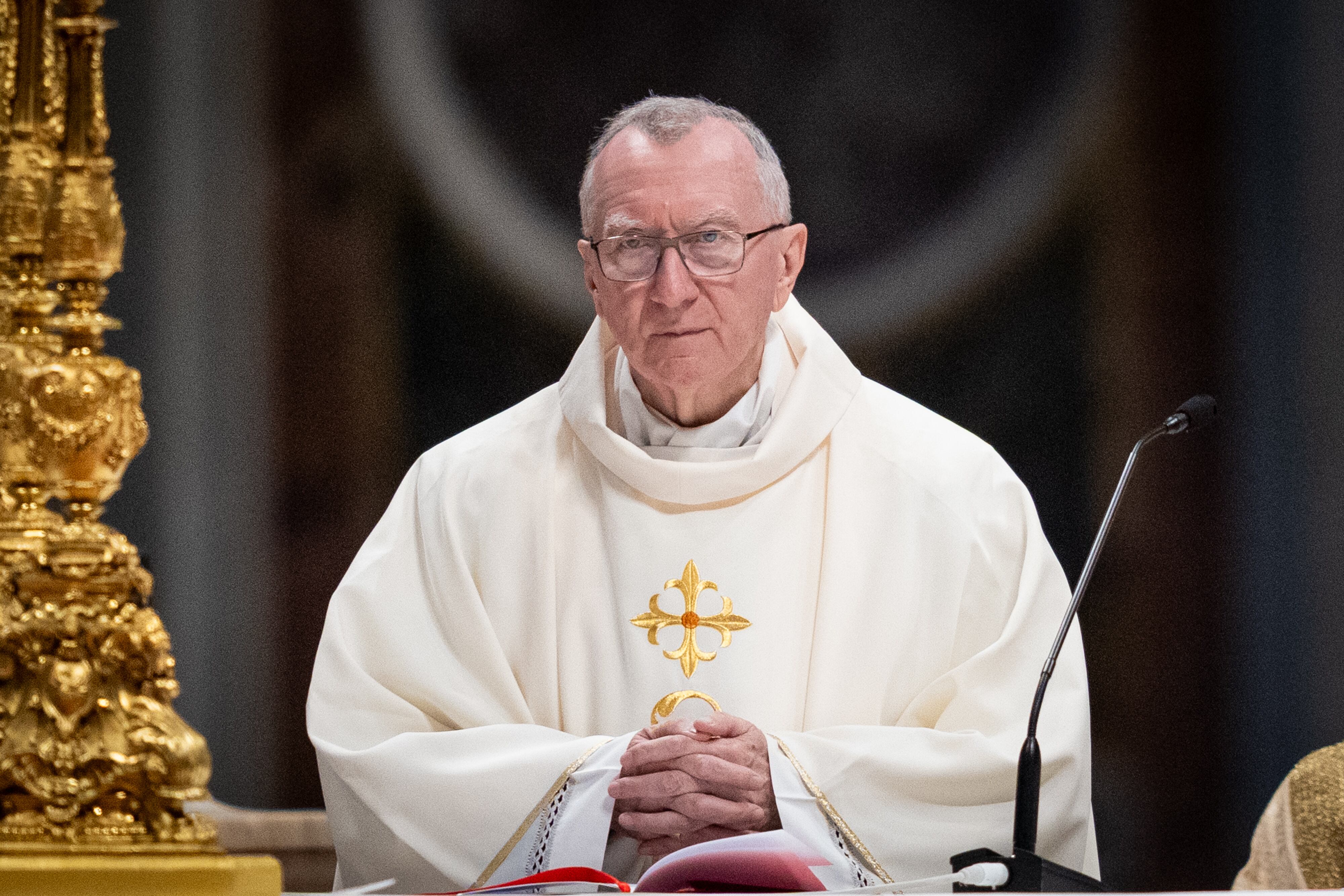 VATICAN - 2025/05/04: Cardinal Pietro Parolin attends the Ninth Mass of Novendiale in Suffrage for Pope Francis at St. Peter's Basilica. (Photo by Stefano Costantino/SOPA Images/LightRocket via Getty Images)