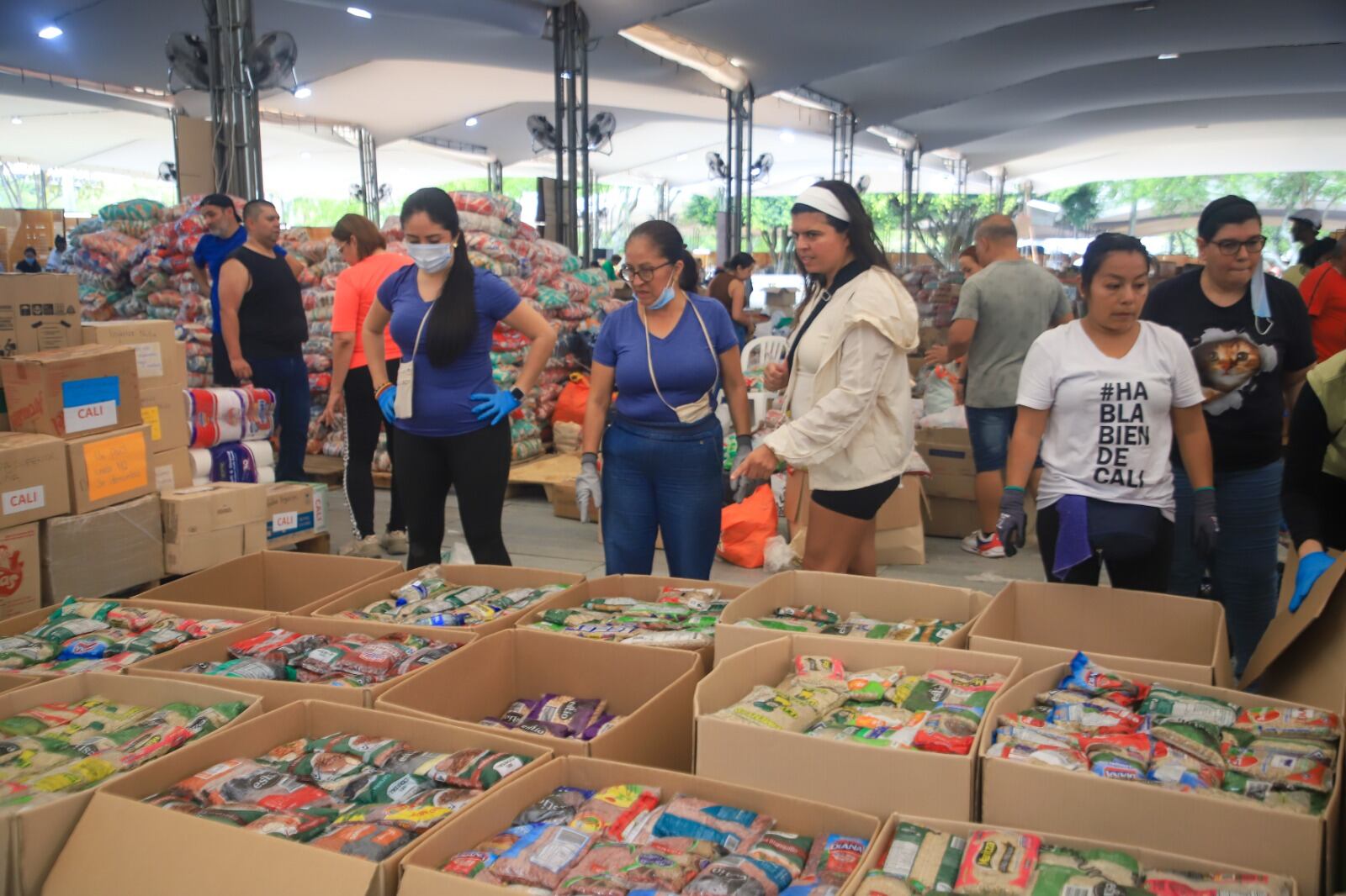 Del total de ayudas, 507,8 toneladas han sido entregadas dentro de Cali y el resto a varios municipios como el puerto de Buenaventura.