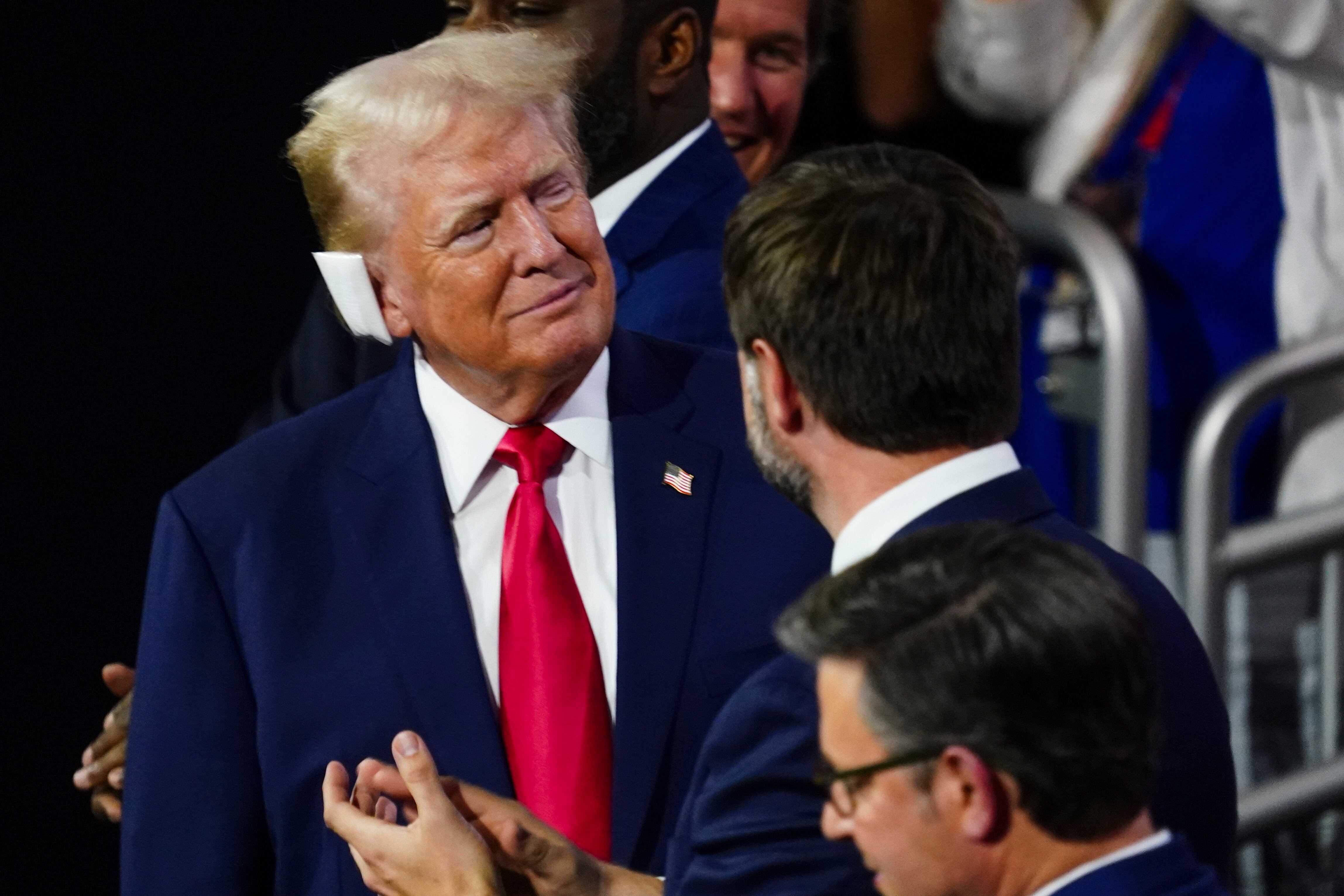 Reaparición del expresidente Donald Trump, en la Convención Nacional Republicana, en Wilwaukee. Cortesía: GettyImages