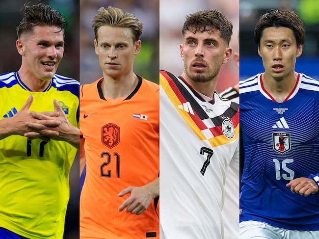 Gyokeres, De Jong, Havertz y Kamada. Fotos: Getty Images.