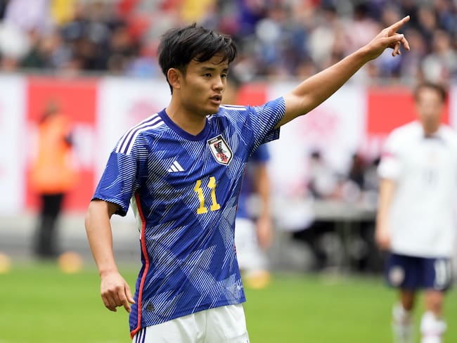 DUESSELDORF, GERMANY - SEPTEMBER 23: Takefusa Kubo of Japan looks o during the international friendly match between Japan and United States at Merkur Spiel-Arena on September 23, 2022 in Duesseldorf, Germany. (Photo by Koji Watanabe/Getty Images)
