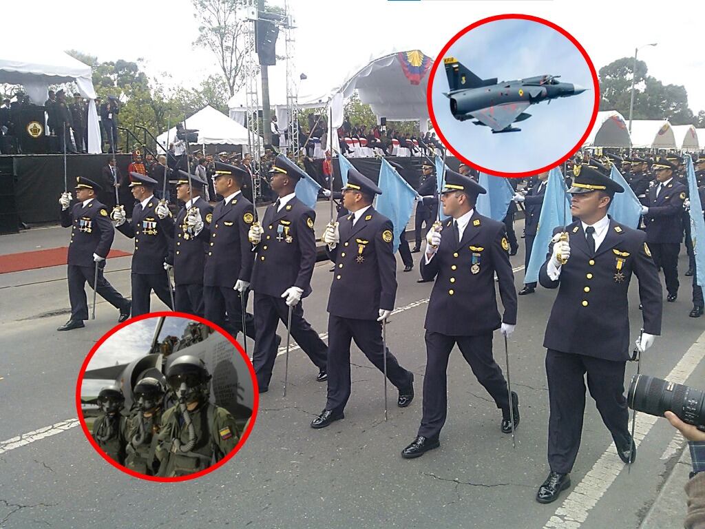 Imagen referencial del tradicional desfile militar del 20 de julio en Bogotá. Cortesía: Fuerza Aérea Colombiana.