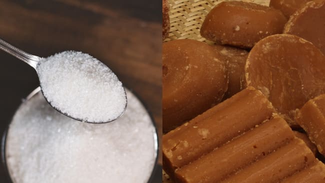 Comparación entre el azúcar blanco y la panela (Fotos vía Getty Images)