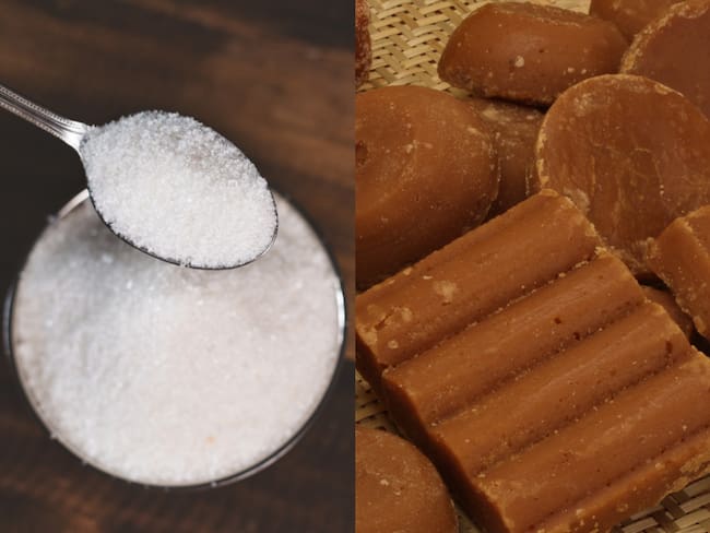 Comparación entre el azúcar blanco y la panela (Fotos vía Getty Images)
