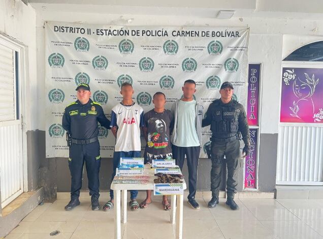 Capturados el “Pocholo”, “Pele” y “El Transportador”. // Policía de Bolívar