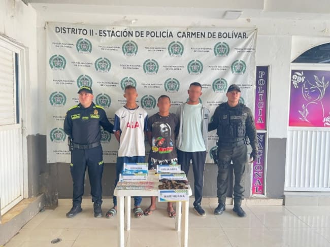 Capturados el “Pocholo”, “Pele” y “El Transportador”. // Policía de Bolívar