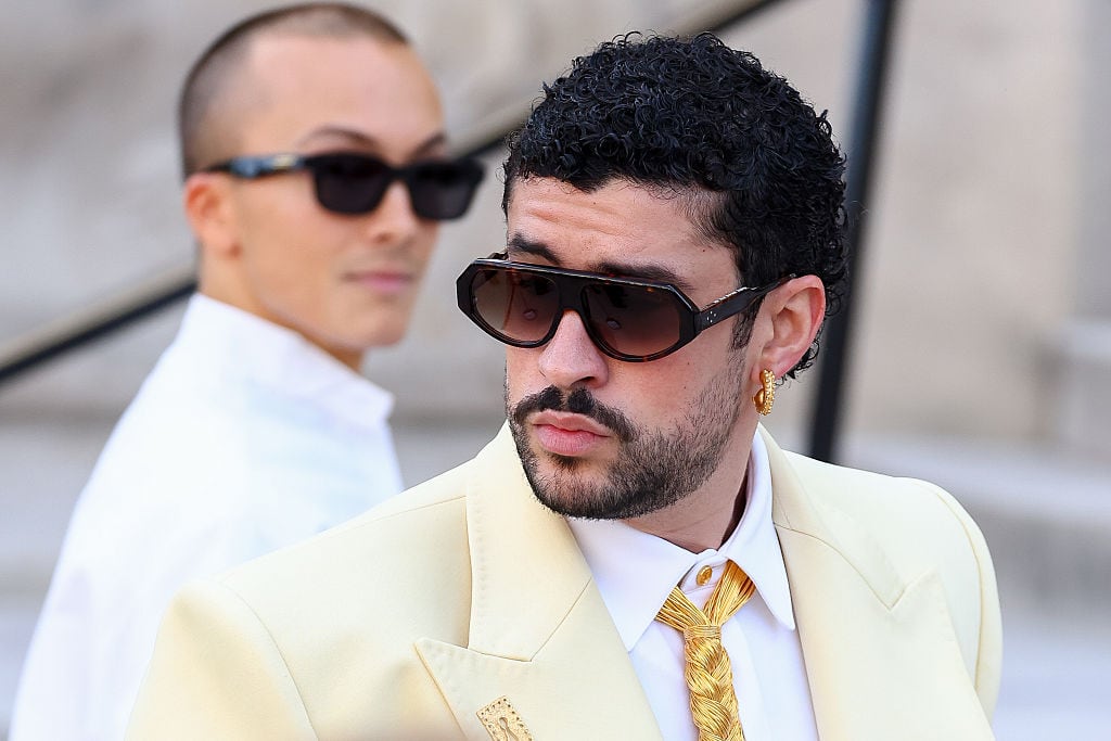 PARIS, FRANCE - JULY 06: Benito Martinez Ocasio a.k.a. Bad Bunny attends the Schiaparelli Haute Couture Fall/Winter 2026/2027 show as part of Paris Fashion Week on July 06, 2026 in Paris, France. (Photo by Marc Piasecki/WireImage)