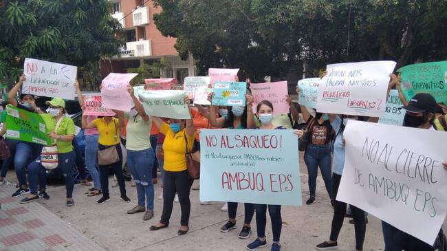 Protesta reciente de los empleados de AMBUQ.