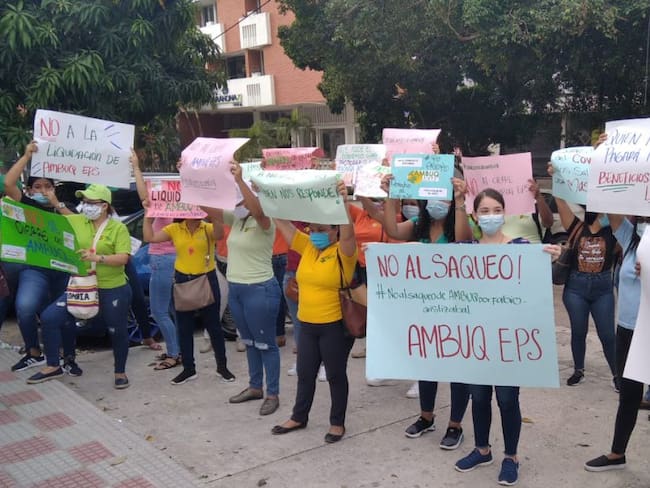 Protesta reciente de los empleados de AMBUQ.