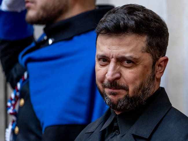 El presidente de Ucrania, Volodímir Zelenski, en el Palacio Chigi de Roma, el 9 de diciembre de 2025. FOTO: Antonio Masiello/Getty Images