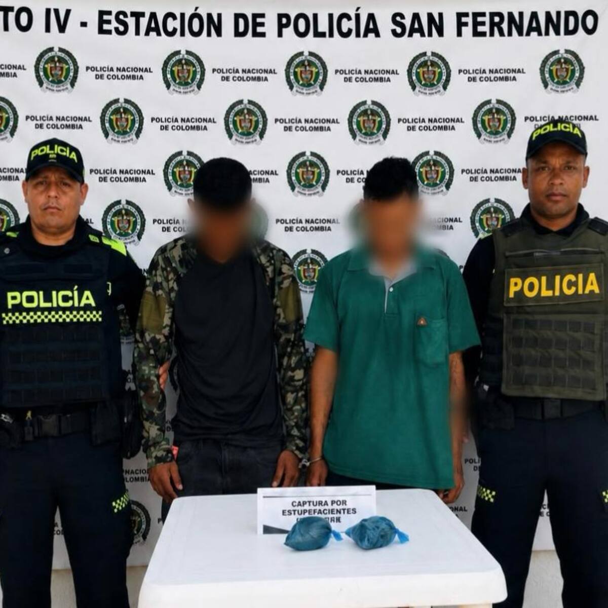 Dos jóvenes detenidos en el sur de Bolívar por presunto tráfico de estupefacientes
