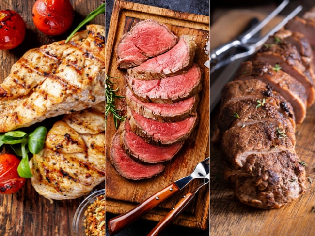 ¿Cuál es la carne con más proteína: la de pollo, res o cerdo? Valor nutricional y calorías