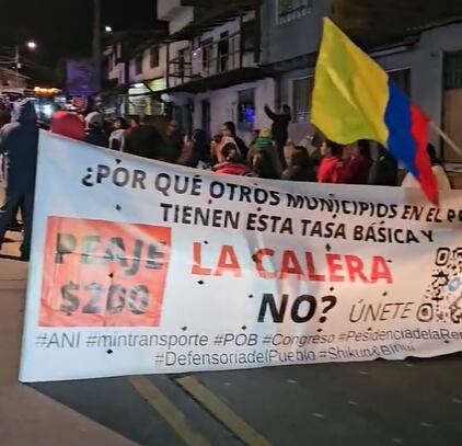 Habitantes de La Calera protestaron por la tarifa diferencial del peaje de Patios