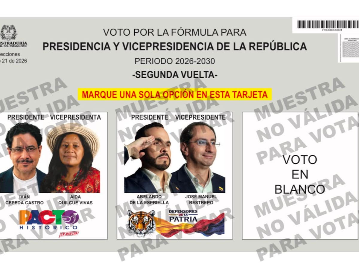 Este es el tarjetón electoral para votar en la segunda vuelta presidencial