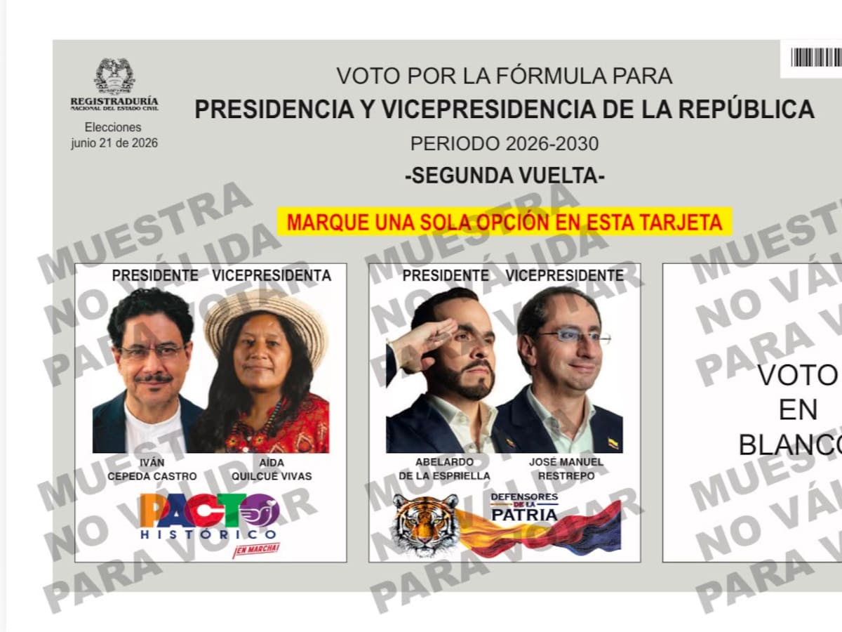 Este es el tarjetón electoral para votar en la segunda vuelta presidencial
