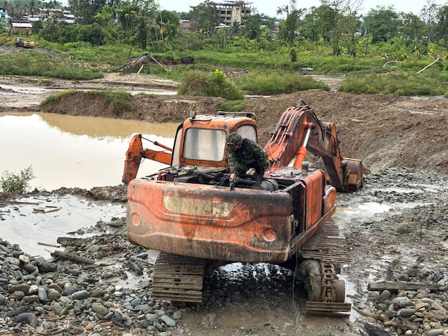 Golpe a la minería en Nariño: el Ejército inhabilitó tres infraestructuras para extraer oro. Foto: suministrada.