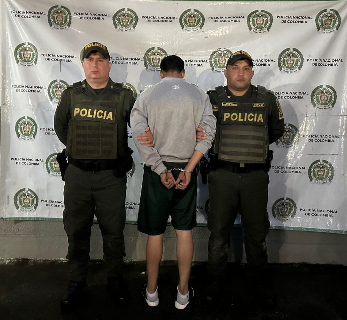 Pablo Stiven Ríos, capturado presunto delincuente. Foto: Cortesía Policía, Quindío