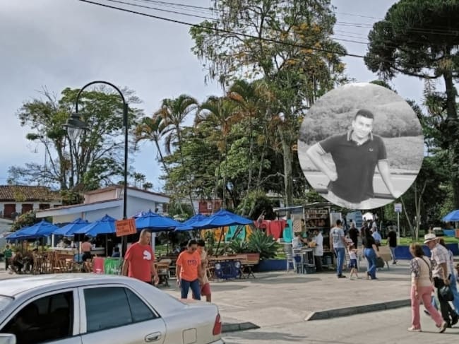 En pleno parque del municipio de Circasia, Quindío fue asesinado el exconcejal Carlos Andrés Sierra. Foto: Adrián Trejos/redes sociales