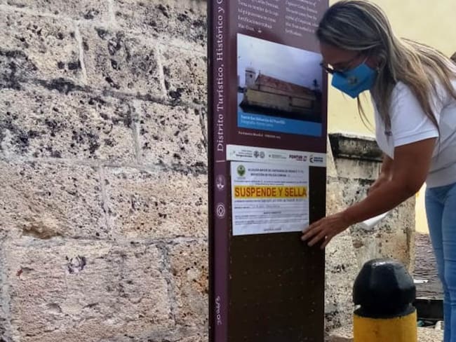La Inspección de Policía del Centro Histórico, selló y suspendió una obra que se realizaba en el Fuerte de San Sebastián del Pastelillo