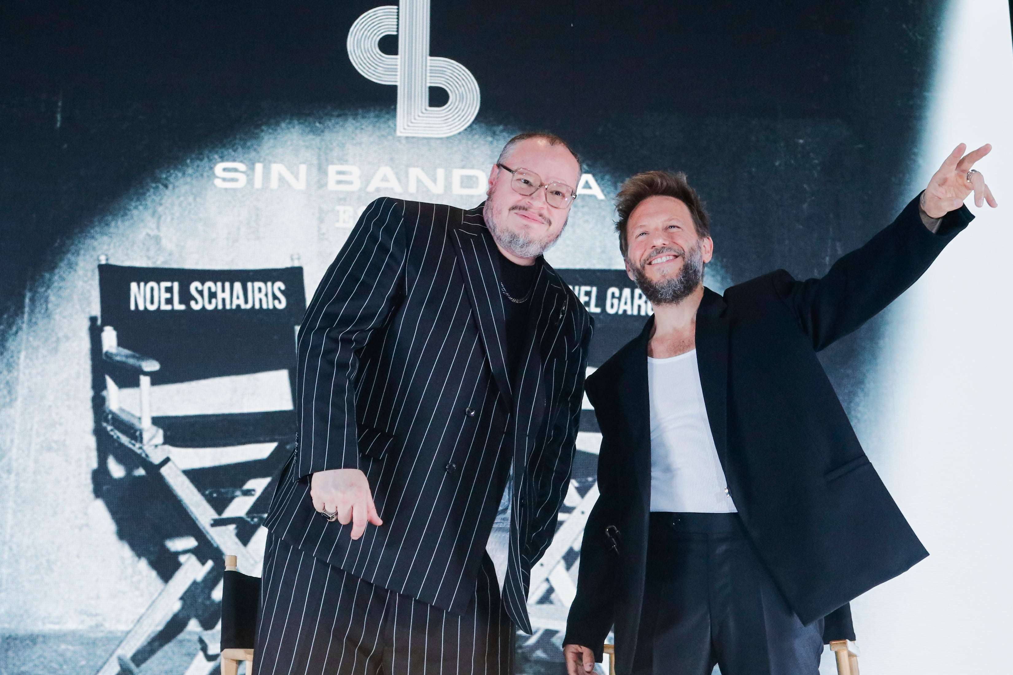MEXICO CITY, MEXICO - FEBRUARY 4: Leonel Garcia and Noel Schajris of Sin Bandera pose for a photo during a press conference at Hotel St Regis México on February 4, 2026 in Mexico City, Mexico.  (Photo by Medios y Media/Getty Images)