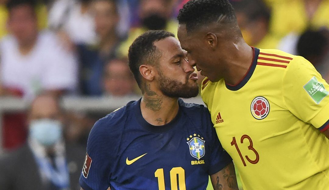 Neymar y Yerry Mina en Colombia 0 - 0 Brasil en Eliminatoria a 2021