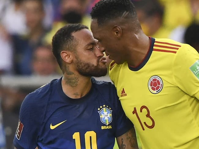 Neymar y Yerry Mina en Colombia 0 - 0 Brasil en Eliminatoria a 2021