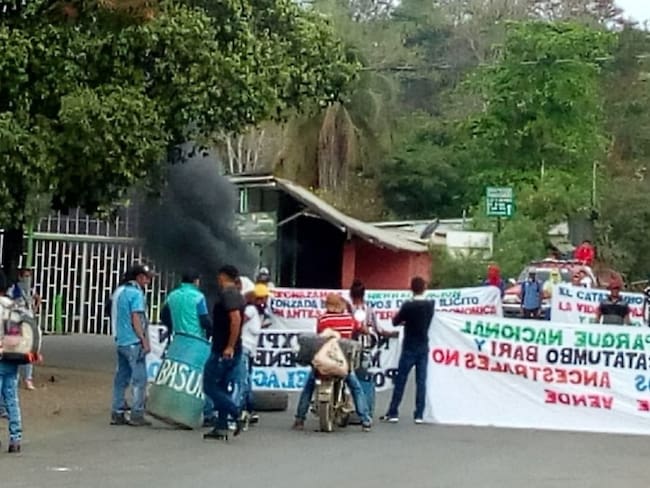 Protesta en el sector La Cuatro en Tibú 