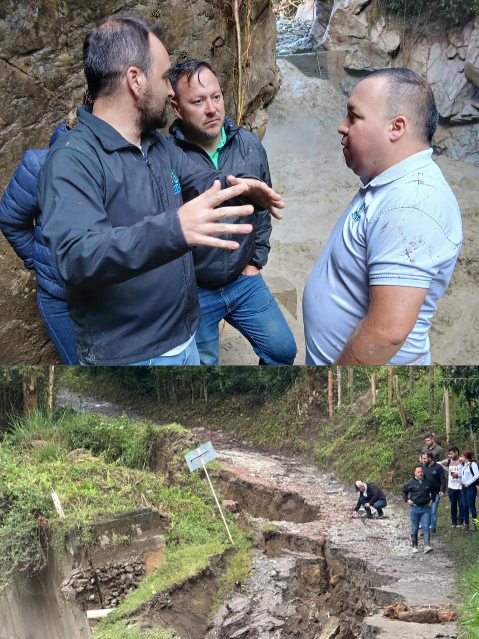 Alcalde de Calarcá y Gerente de EMCA revisando bocatoma Foto: Cortesía EMCA