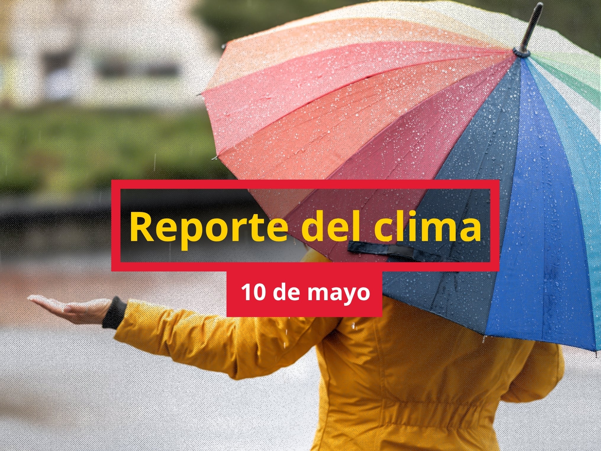 De fondo: Imagen de una persona sosteniendo con una mano una sombrilla y con la otra comprobando si está lloviendo (Crédito: Getty Images)